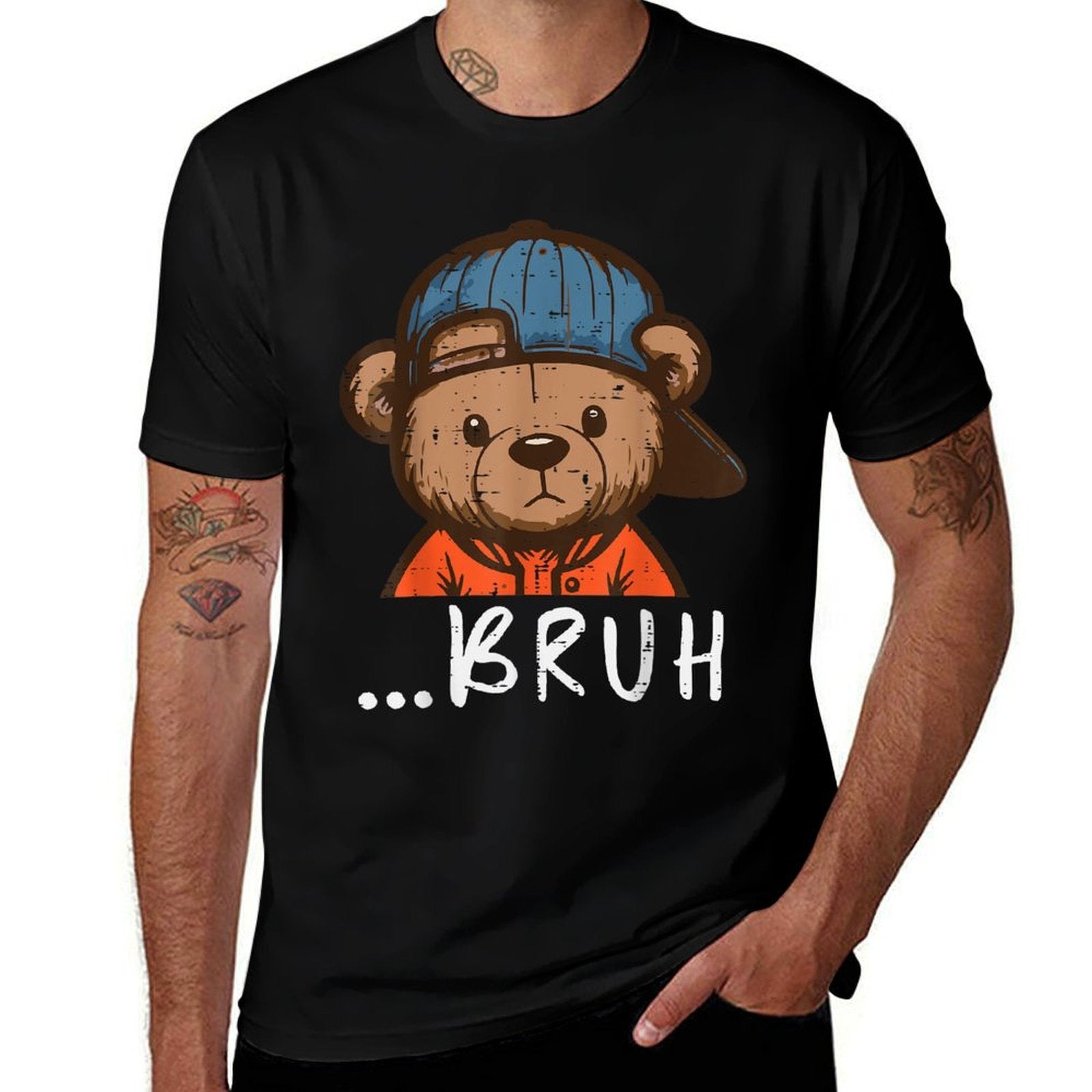 Halloween Hip Bear Cap Bruh Costume Meme Toddler Boys Kids  Moisture-wicking T-Shirt