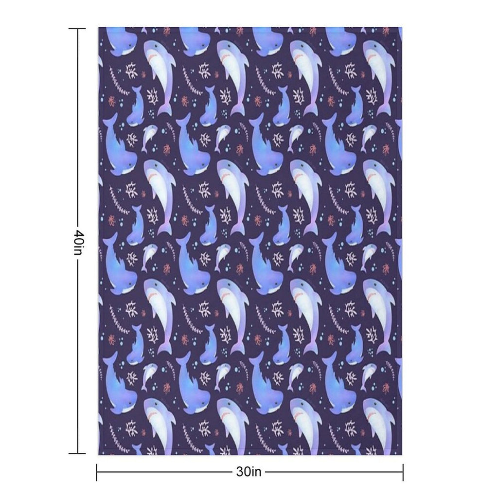 Brucie Blahaj Shark Under The Sea Pattern Comfort Throw Blanket