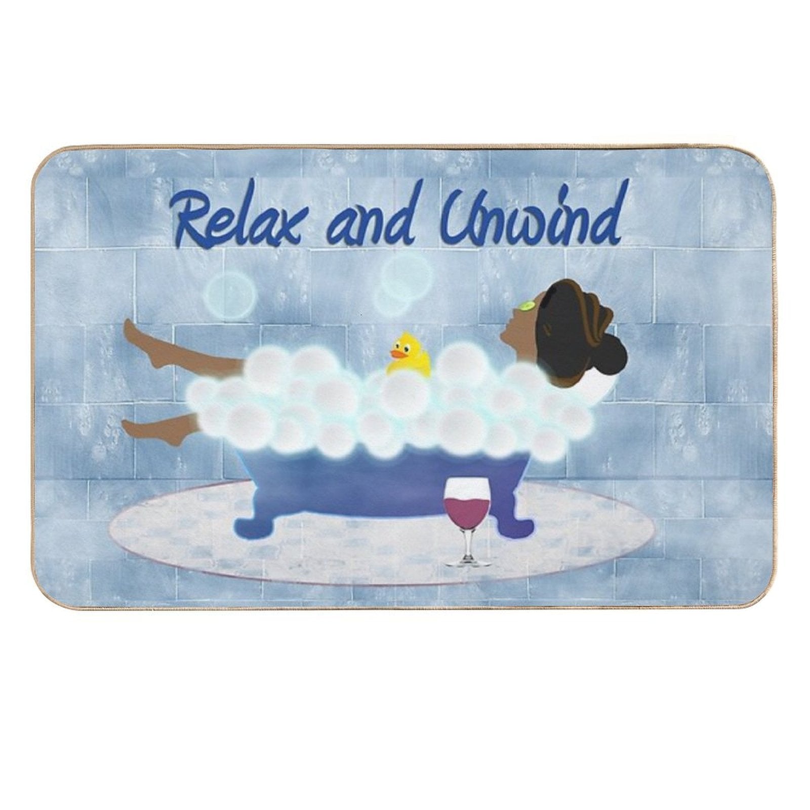 Lady In Tub In Blue  Pet-Safe Bath Mat