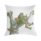 Frog And Toad Reading in Tree Soft Home Decor Throw Pillow