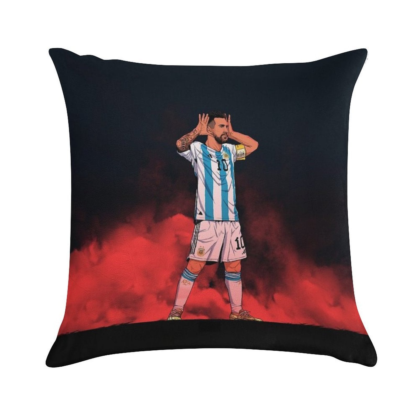 Leo Messi Celebration Vs Netherlands Soft Reinforced Edging Throw Pillow