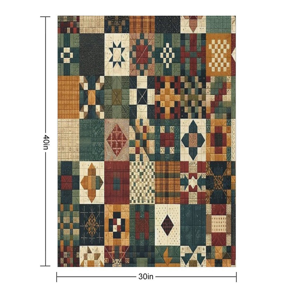 Autumn Patchwork Pattern Premium Throw Blanket