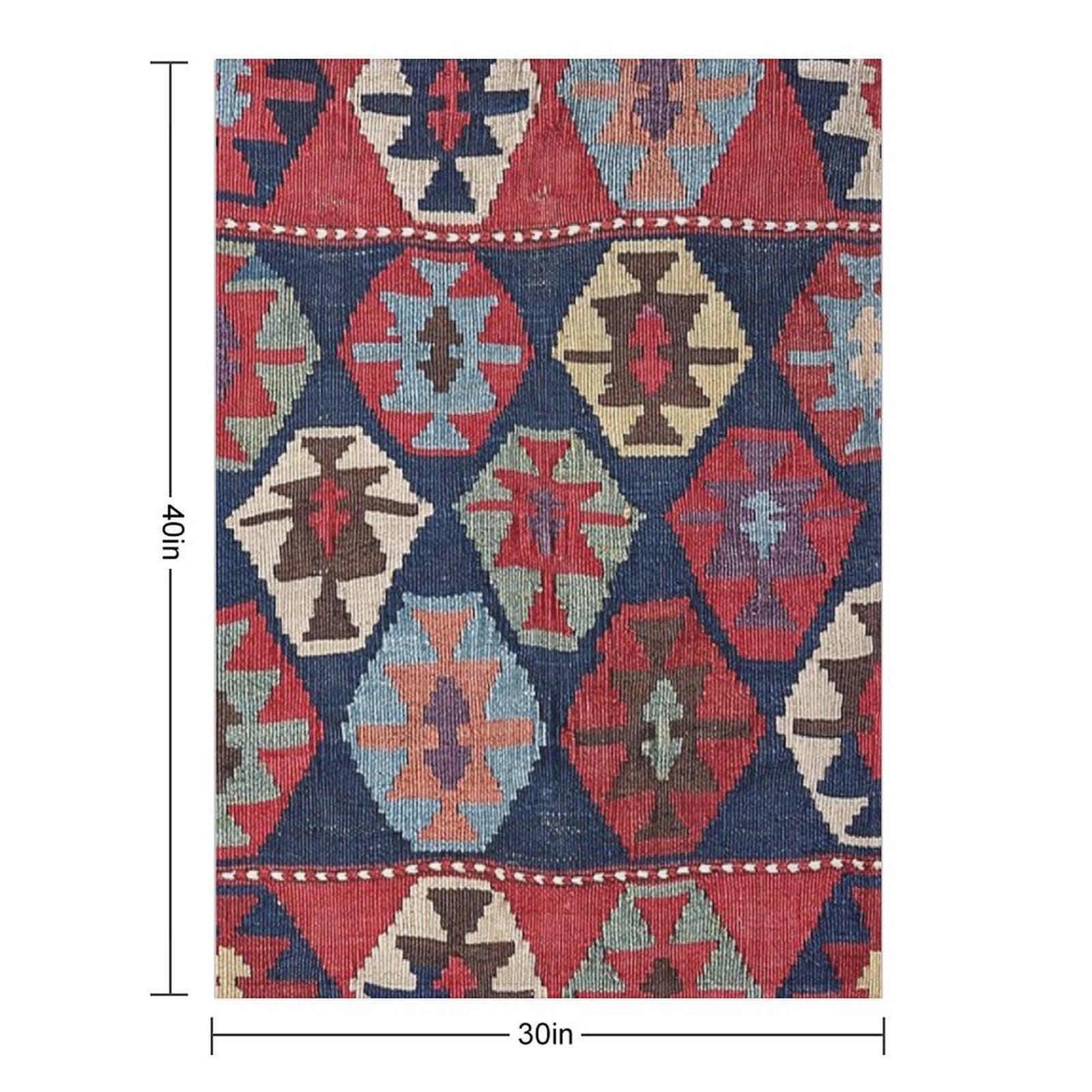 Southwestern Diamond  19th Century Colorful Ornate Accent Pattern Multi-functional Throw Blanket