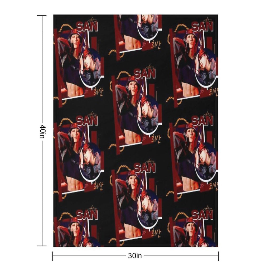 ATEEZ SAN  FIREWORKS Plush Throw Blanket