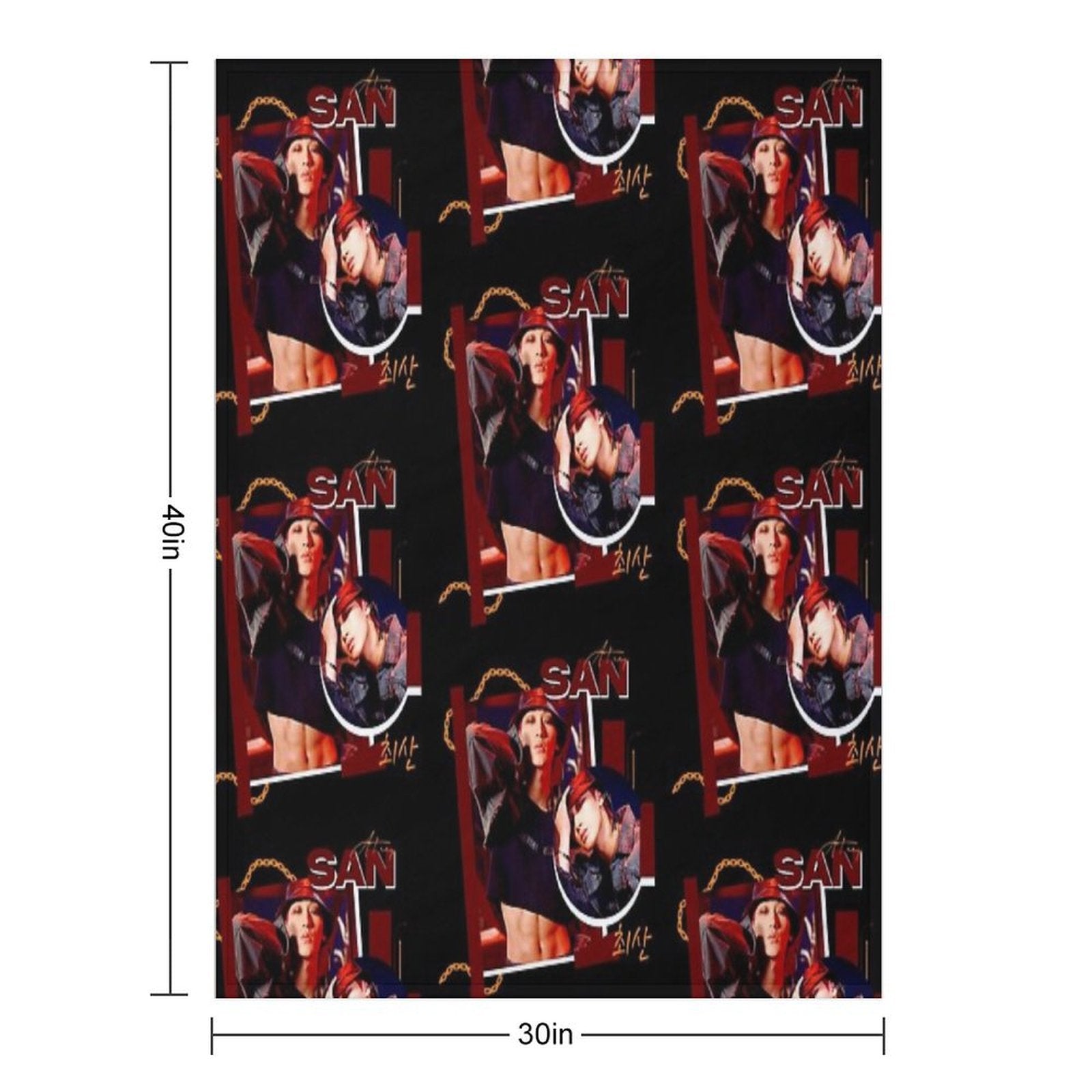 ATEEZ SAN  FIREWORKS Plush Throw Blanket