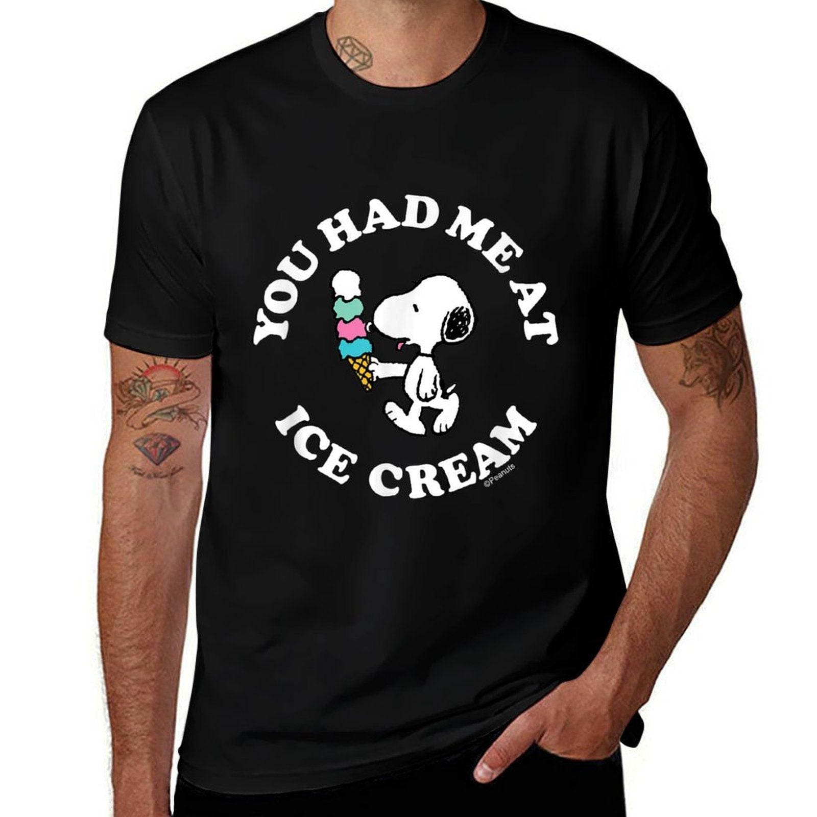 Peanuts - Snoopy You Had Me At Ice Cream  Summer-ready Fabric T-Shirt