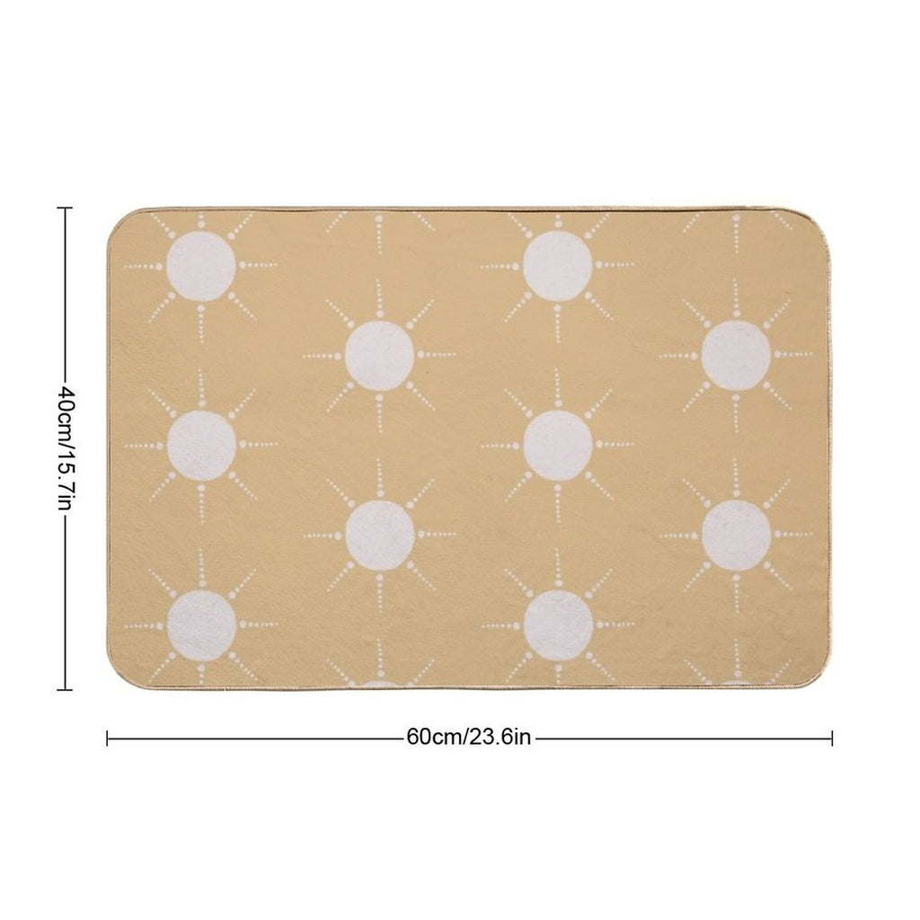 Pretty Polka Dots Sun Pattern Boho Aesthetic In Muted Colors Honey Yellow  Easy To Clean Bath Mat