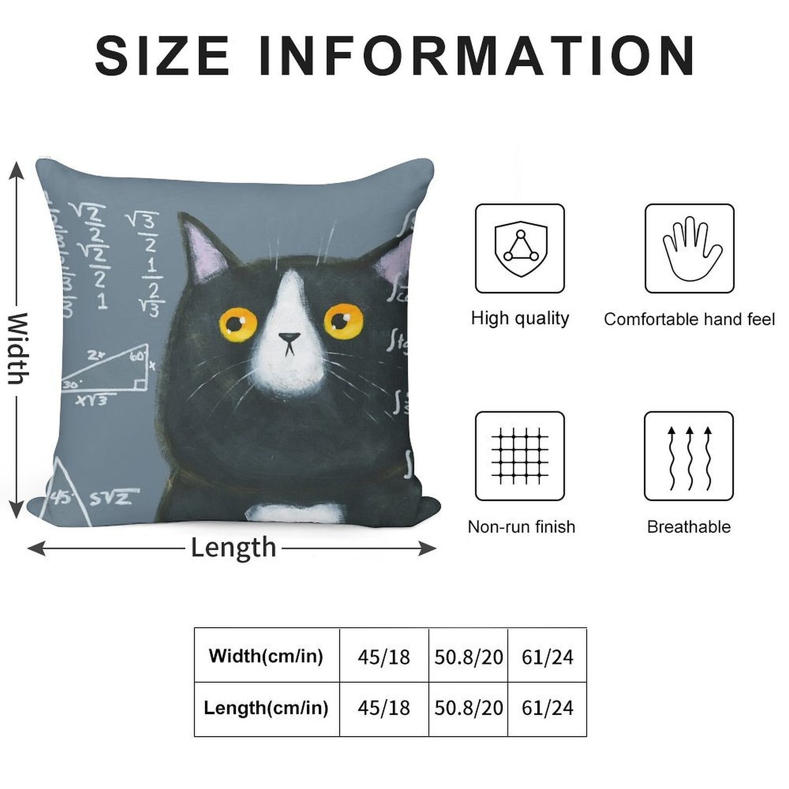 Maths Cat Soft Anti-Pilling Throw Pillow
