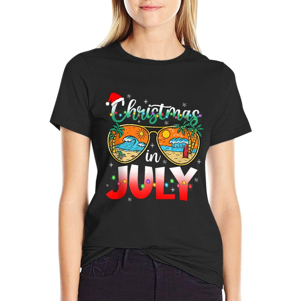 Christmas In July Summer Vacation Beach Sunglasses Funny  Wrinkle-resistant T-Shirt