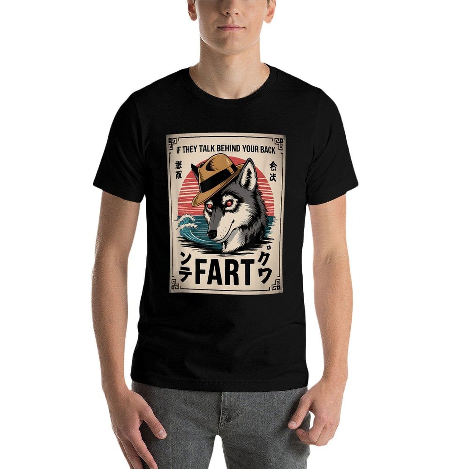 If They Talk Behind Back Fart Sigma Wolf Japanese Meme  Lightweight T-Shirt