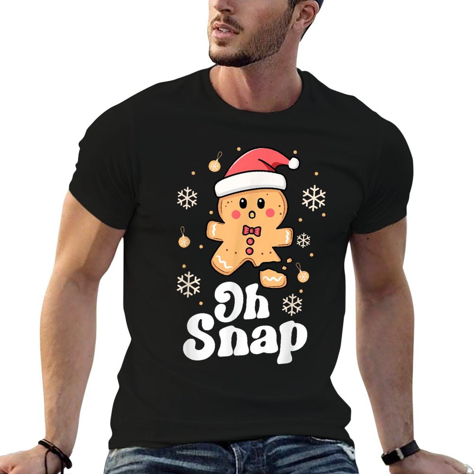 Oh Snap Gingerbread Man Cute Christmas Cookie Baking Team  Graphic-printed T-Shirt
