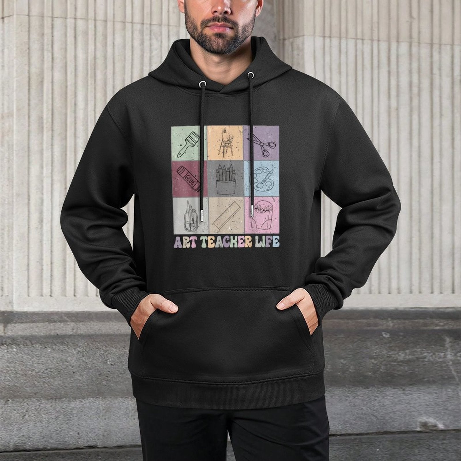 Funny Art Teacher Life Retro Groovy Teaching Future Artists Unisex Design Hoodie