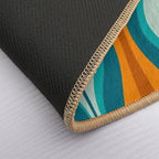 Hourglass Abstract Midcentury Modern Pattern in Orange, Rust, Aqua, Turquoise, And Teal  Rapid-Drying Bath Mat