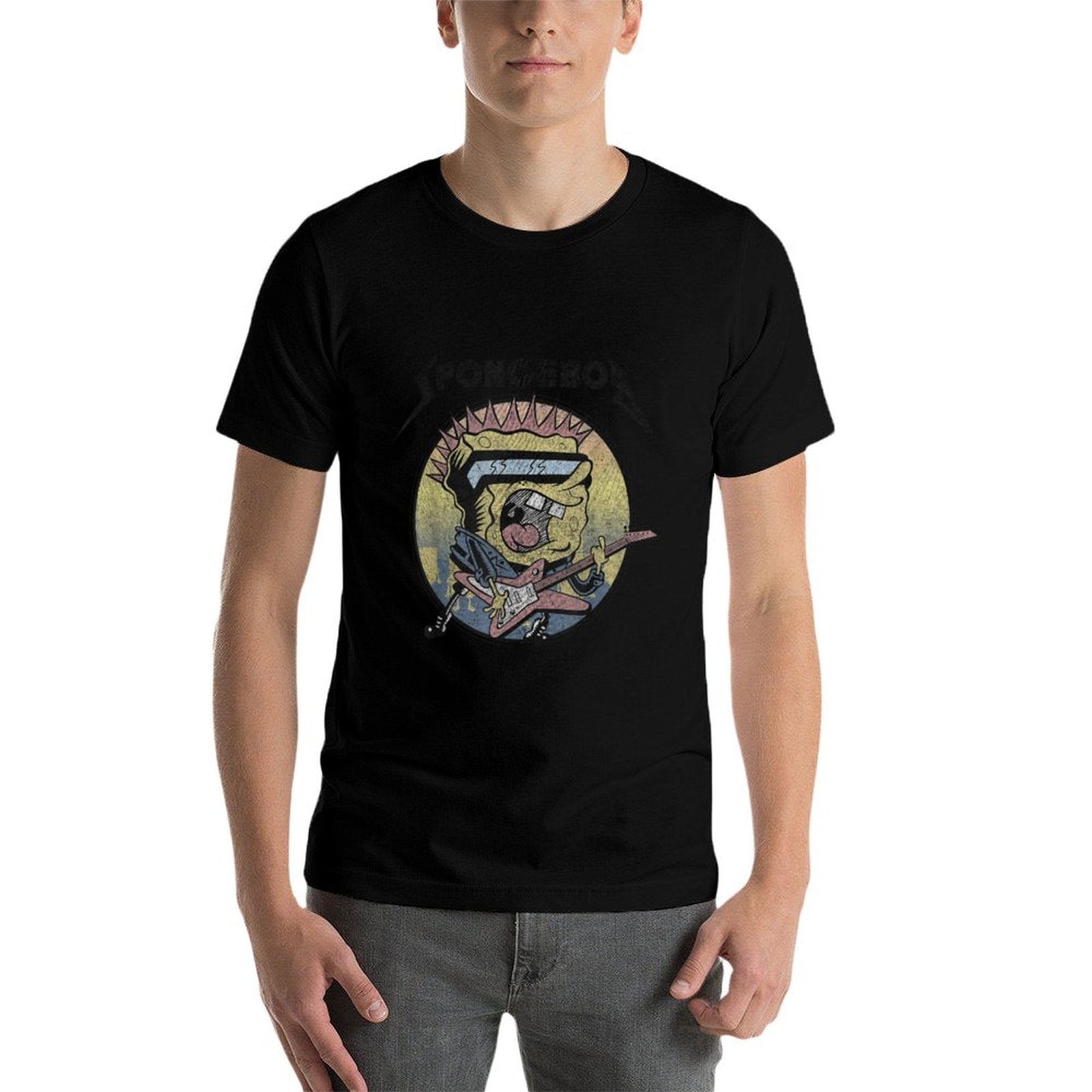 SpongeBob SquarePants Heavy Metal Rock  Rolled Sleeves T-Shirt