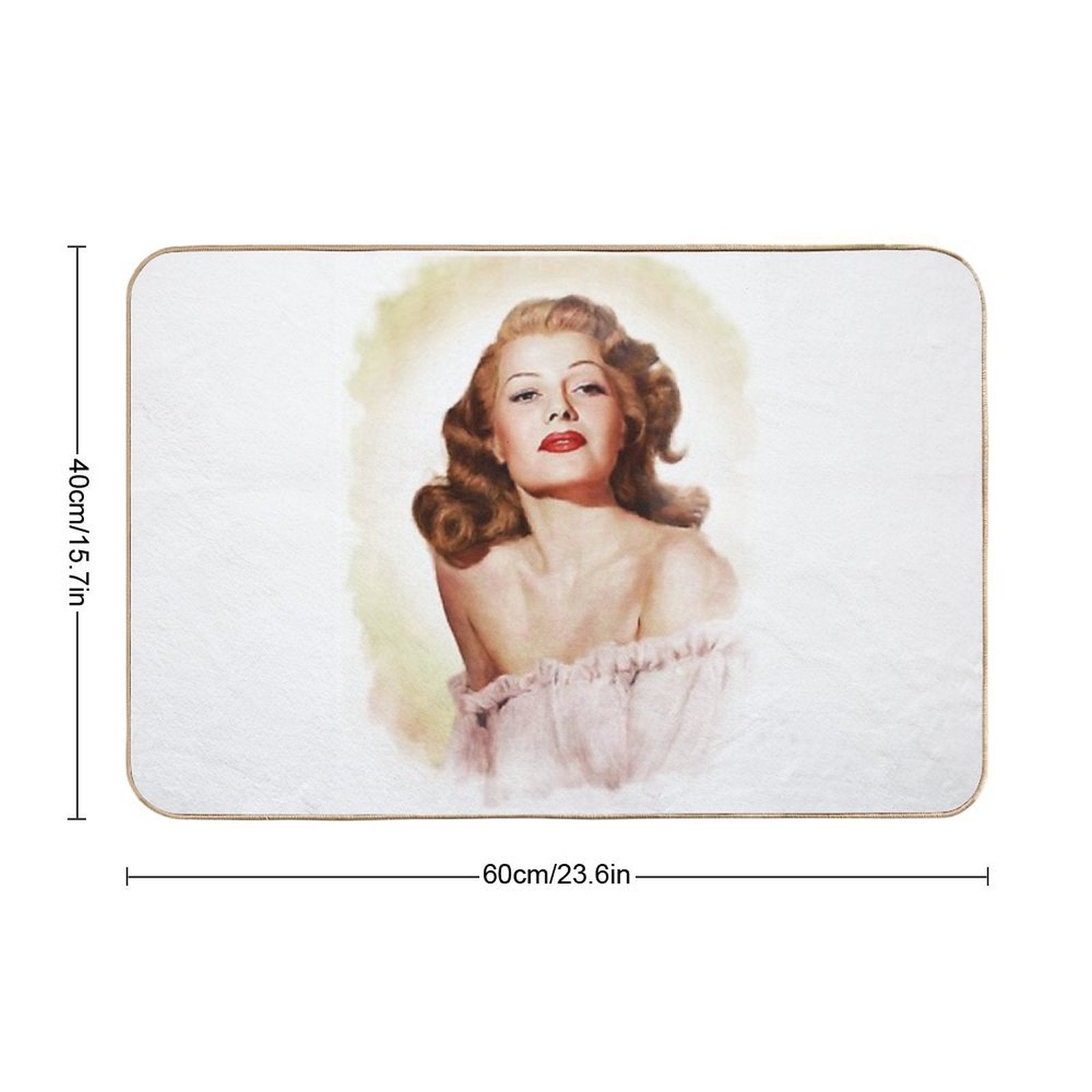 Vintage Rita Hayworth Painting  Repositionable Bath Mat