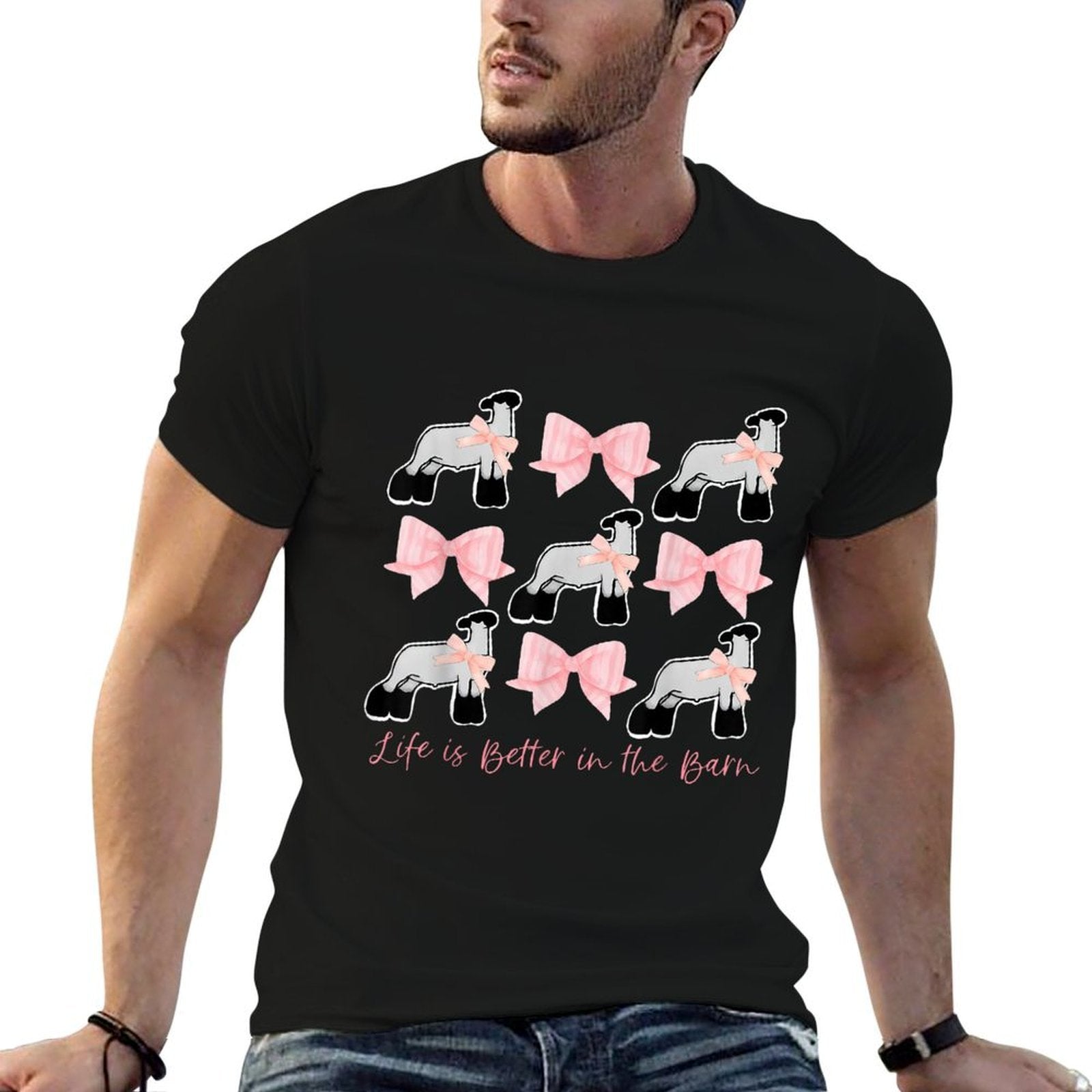 Coquette Bow Show Lamb Breeder Stock Show Mom Livestock  Relaxed-fit T-Shirt