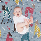 Greyhounds Dogwalk  Pale Blue Background Shrink-resistant Throw Blanket