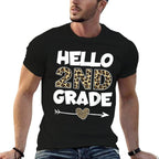Hello 2nd Grade Leopard Print Second Grade Teacher Kids Gift  Eco-friendly Material T-Shirt