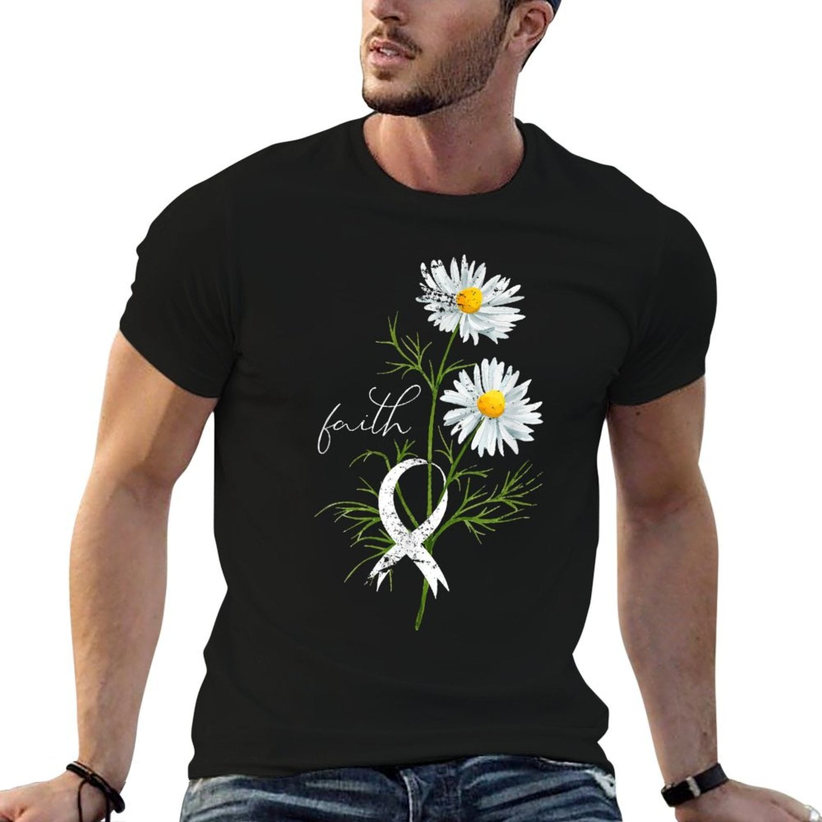 Lung Cancer Fight Support White Ribbon Gift Lung Cancer  Slim-fit Cut T-Shirt