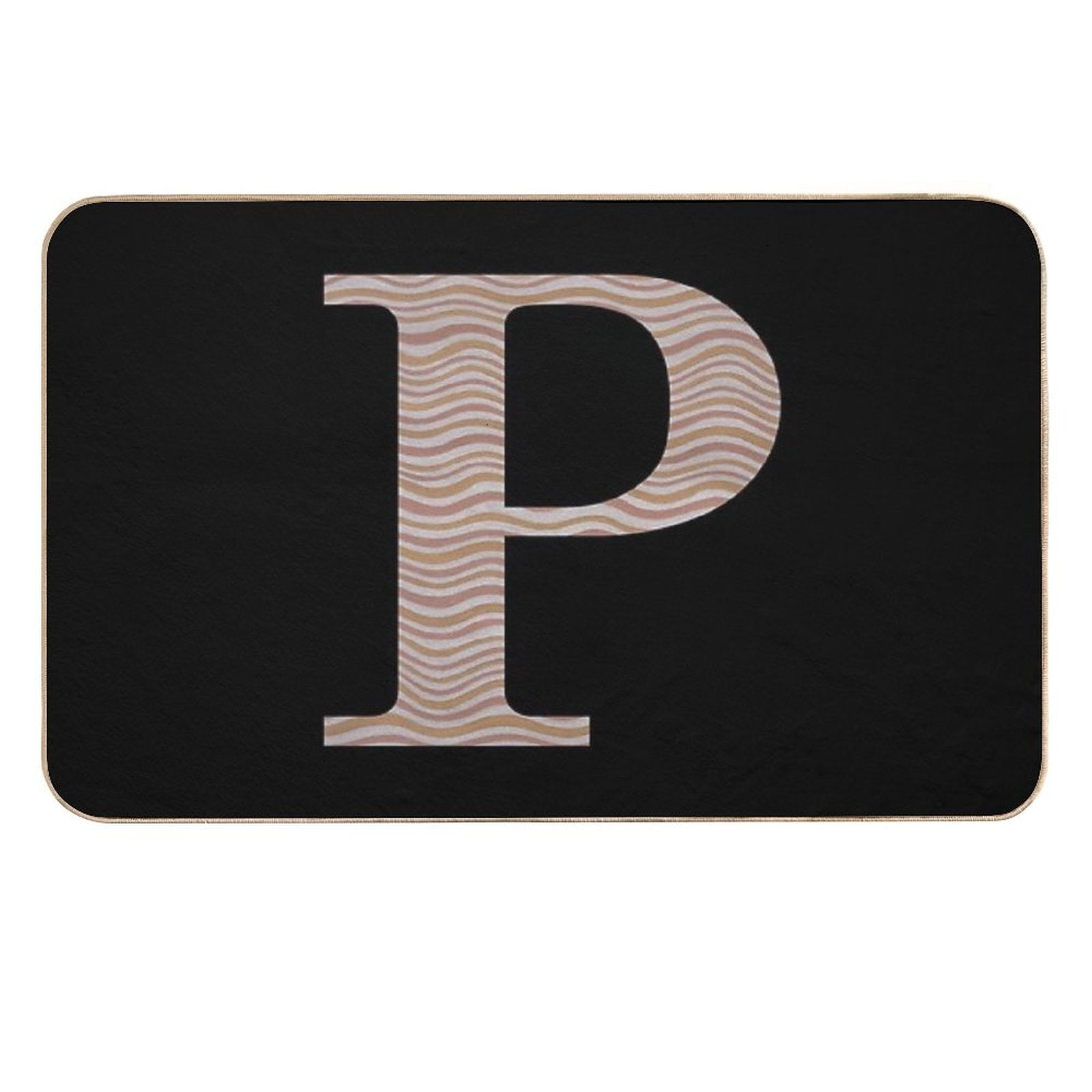 Letter P Metallic Look Stripes Silver Gold Copper  Rapid-Drying Bath Mat