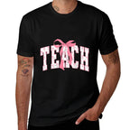Teach Coquette Bow Teacher Happy First Day Back To School  Durable T-Shirt
