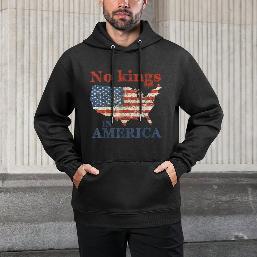 No Kings In America US Vintage Durable Construction Hoodie