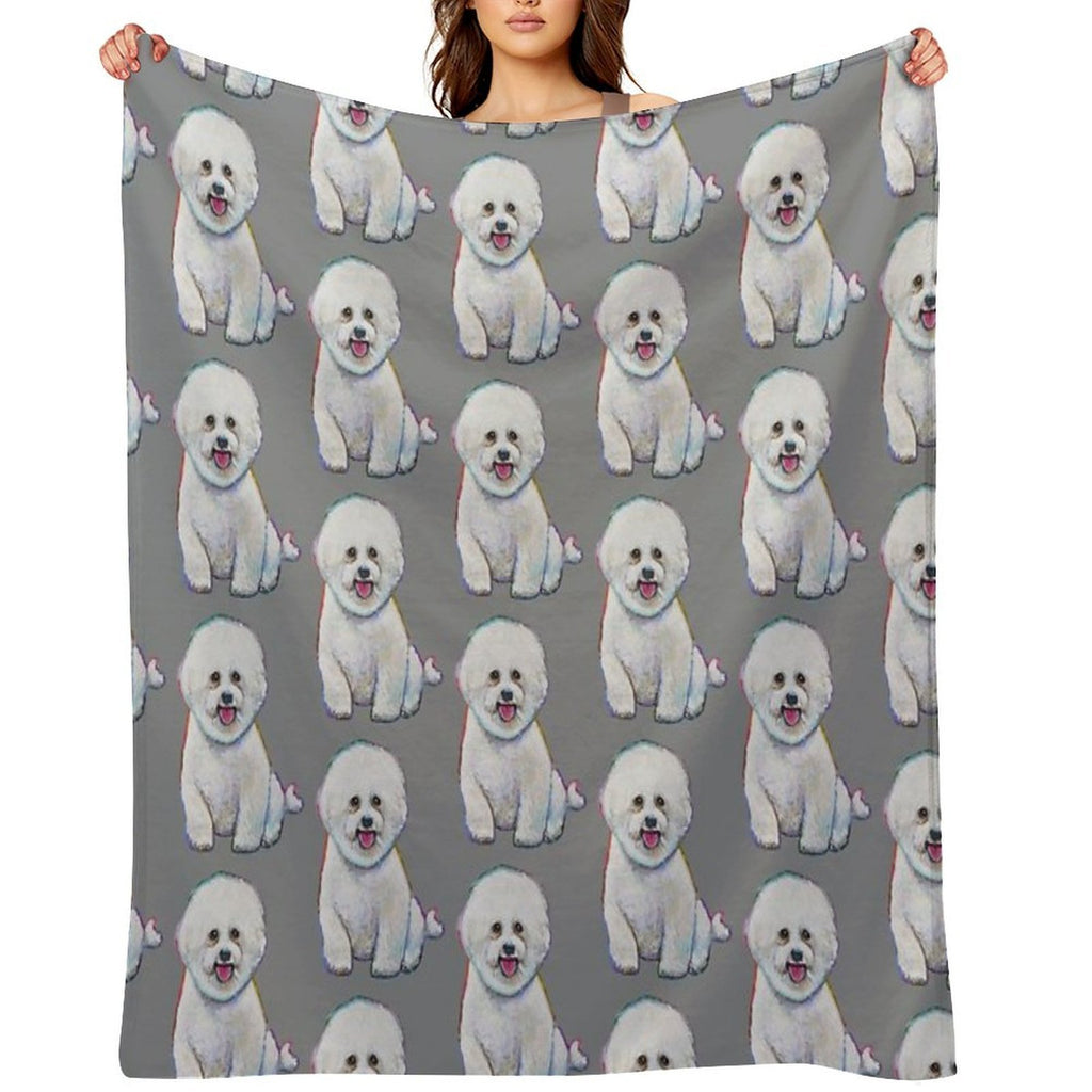 Cute And Floofy Bichon Frise by Robert Phelps Multi-functional Throw Blanket