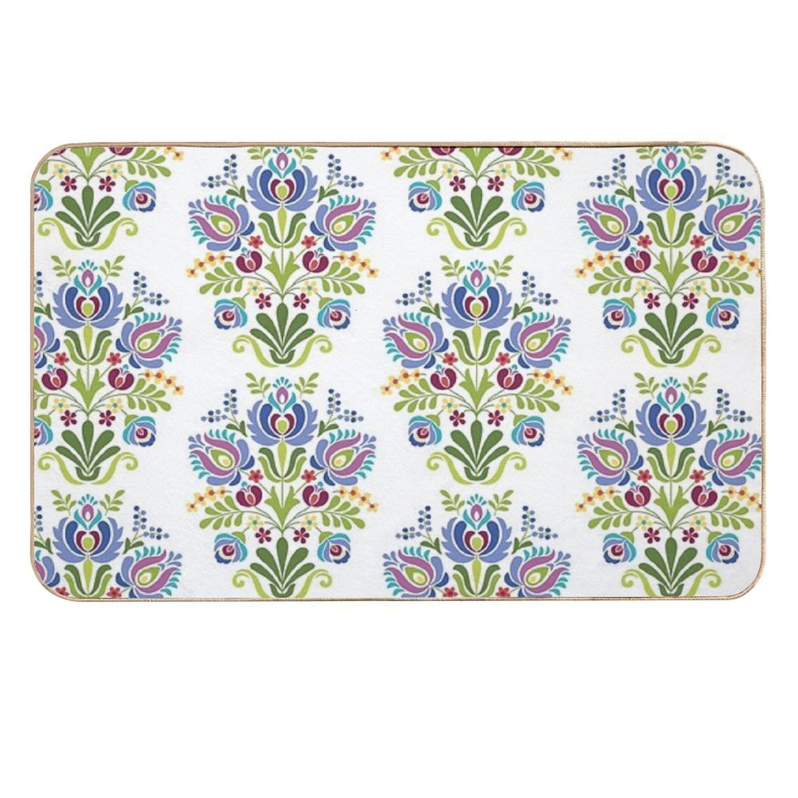 Hungarian Folk Design Violet  High-Traffic Bath Mat