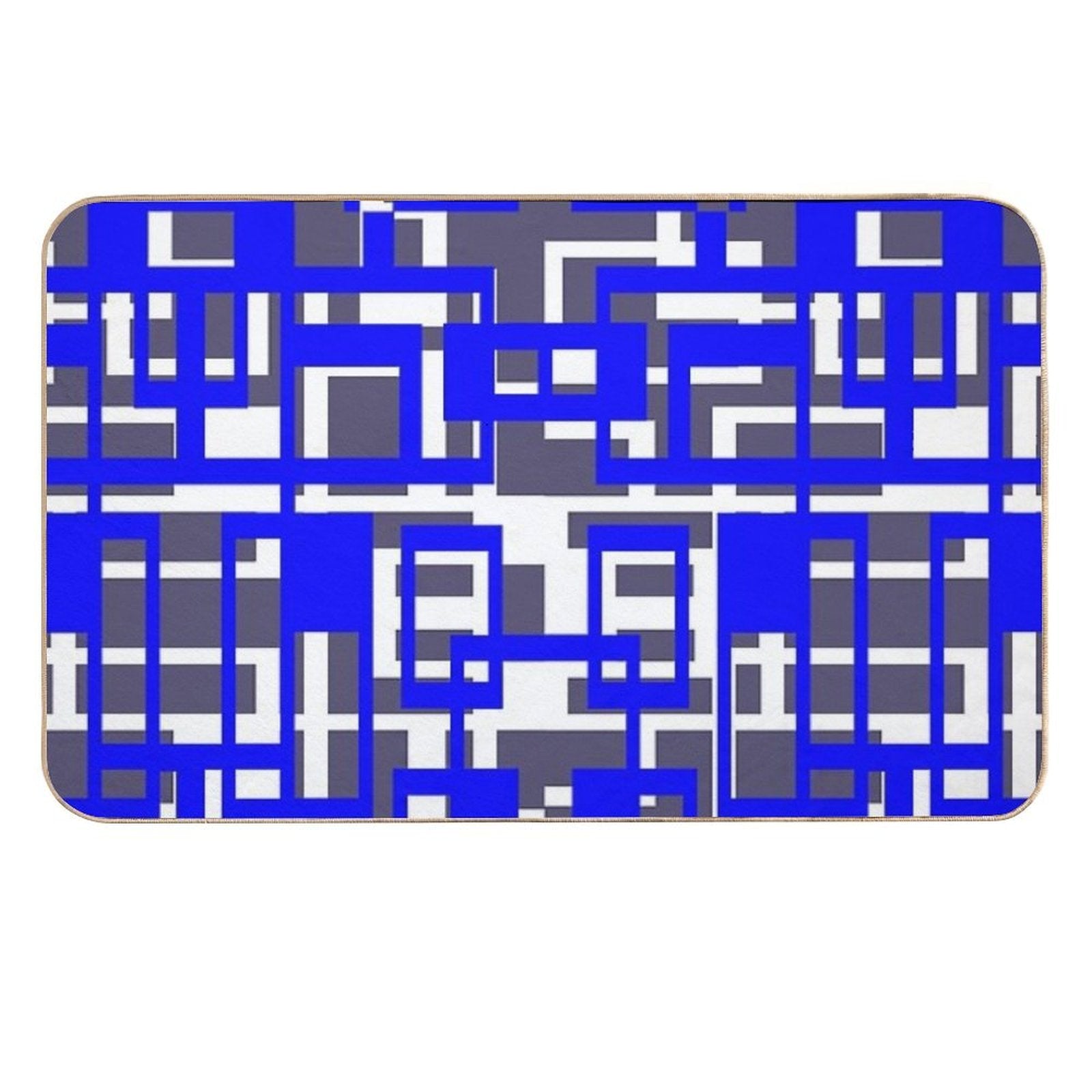 Geometric Shapes Pattern Blue White Cut Out  Absorbent Bath Mat