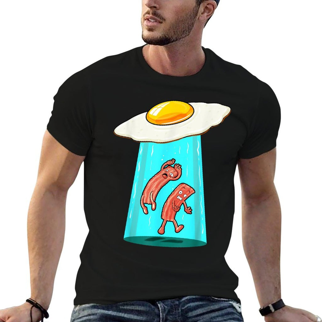 Egg Bacon UFO Abducting Funny Alien Breakfast Food Lover  Soft T-Shirt