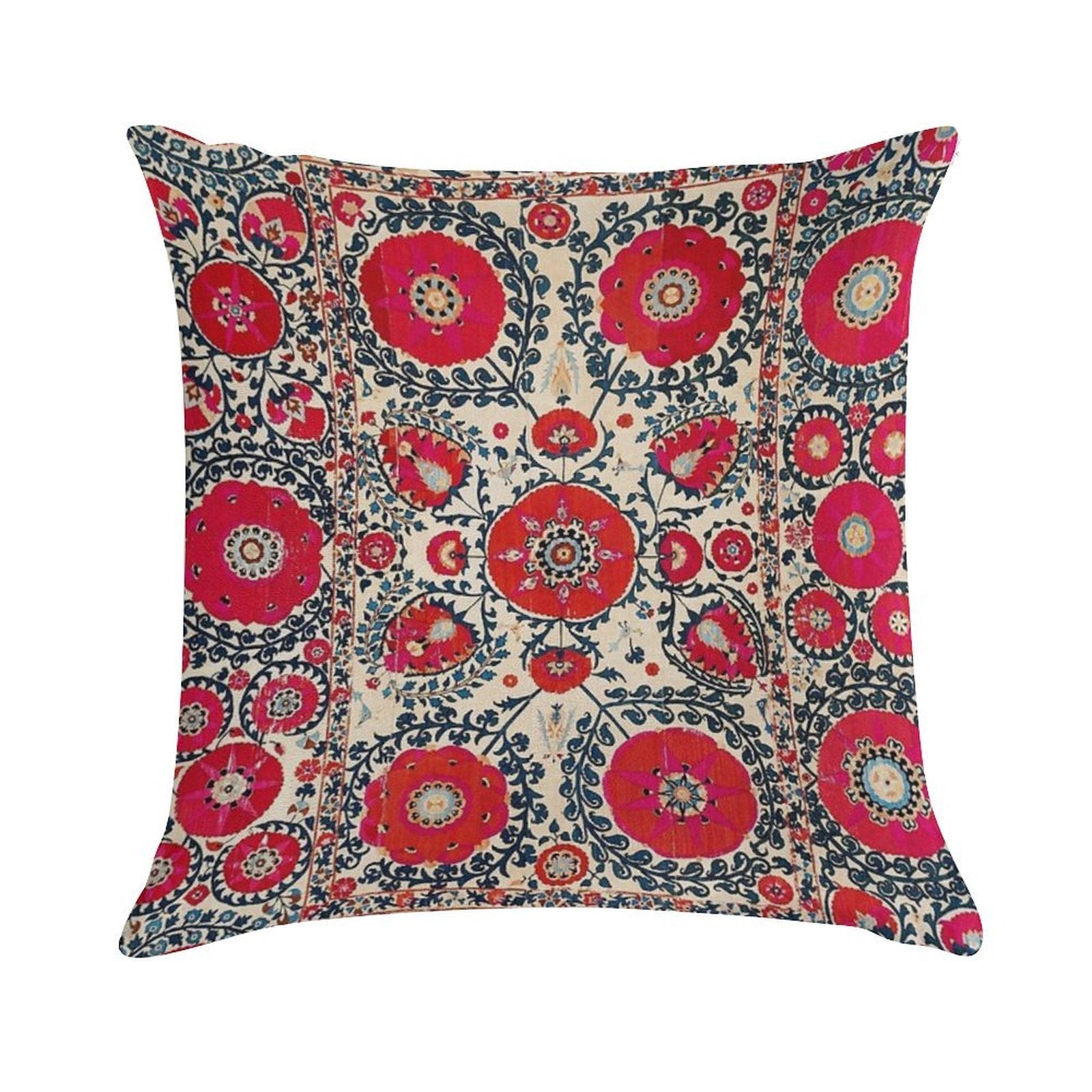 Shakhrisyabz Bokhara Uzbekistan Silk Embroidery Print Soft Reinforced Edging Throw Pillow