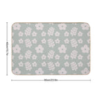 Mid Century Modern Flowers & Leaves, Cute Retro Pattern, Gray Teal  Non-Slip Bath Mat