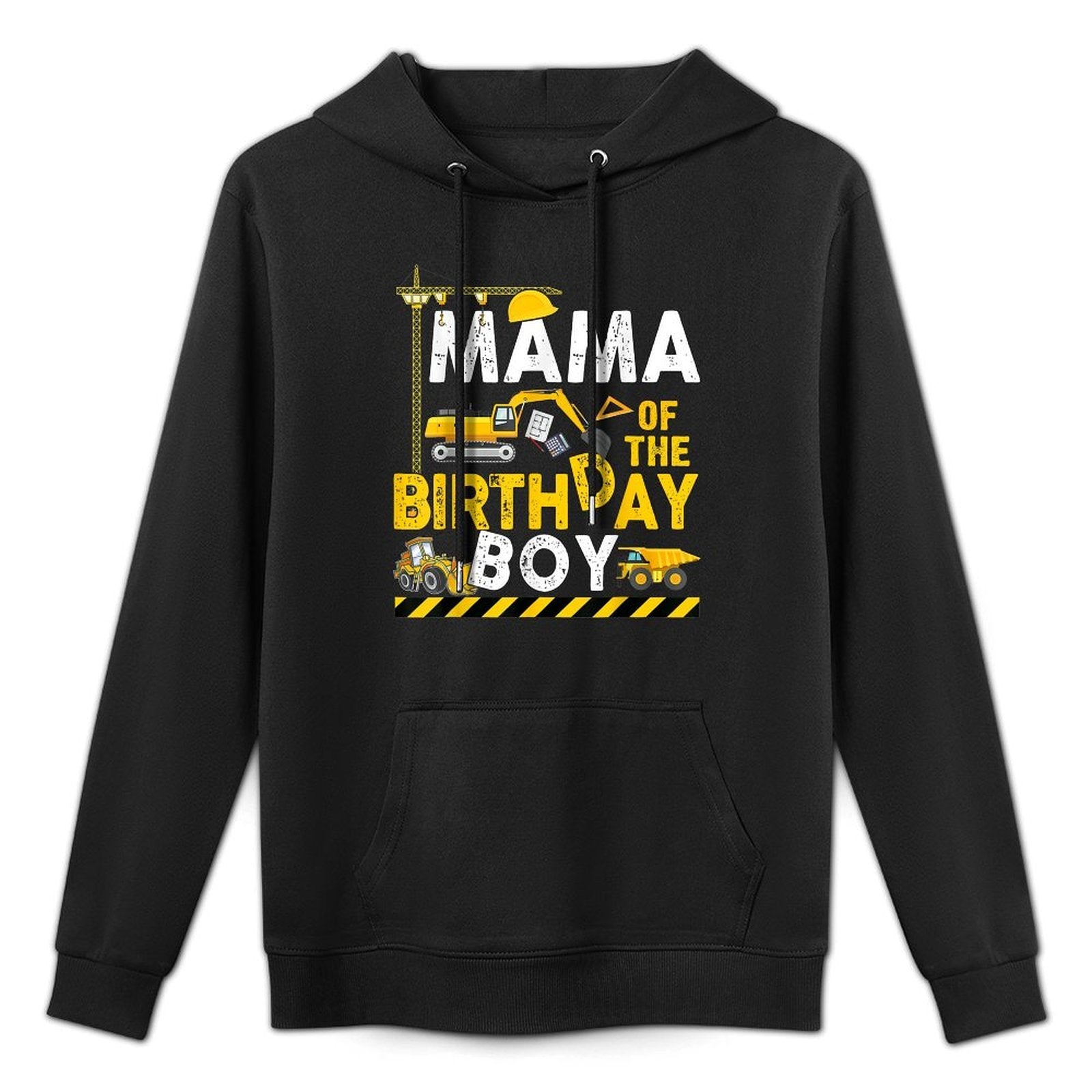 Mama of The Birthday Boy Construction Worker Bday Party Cotton-Polyester Blend Hoodie