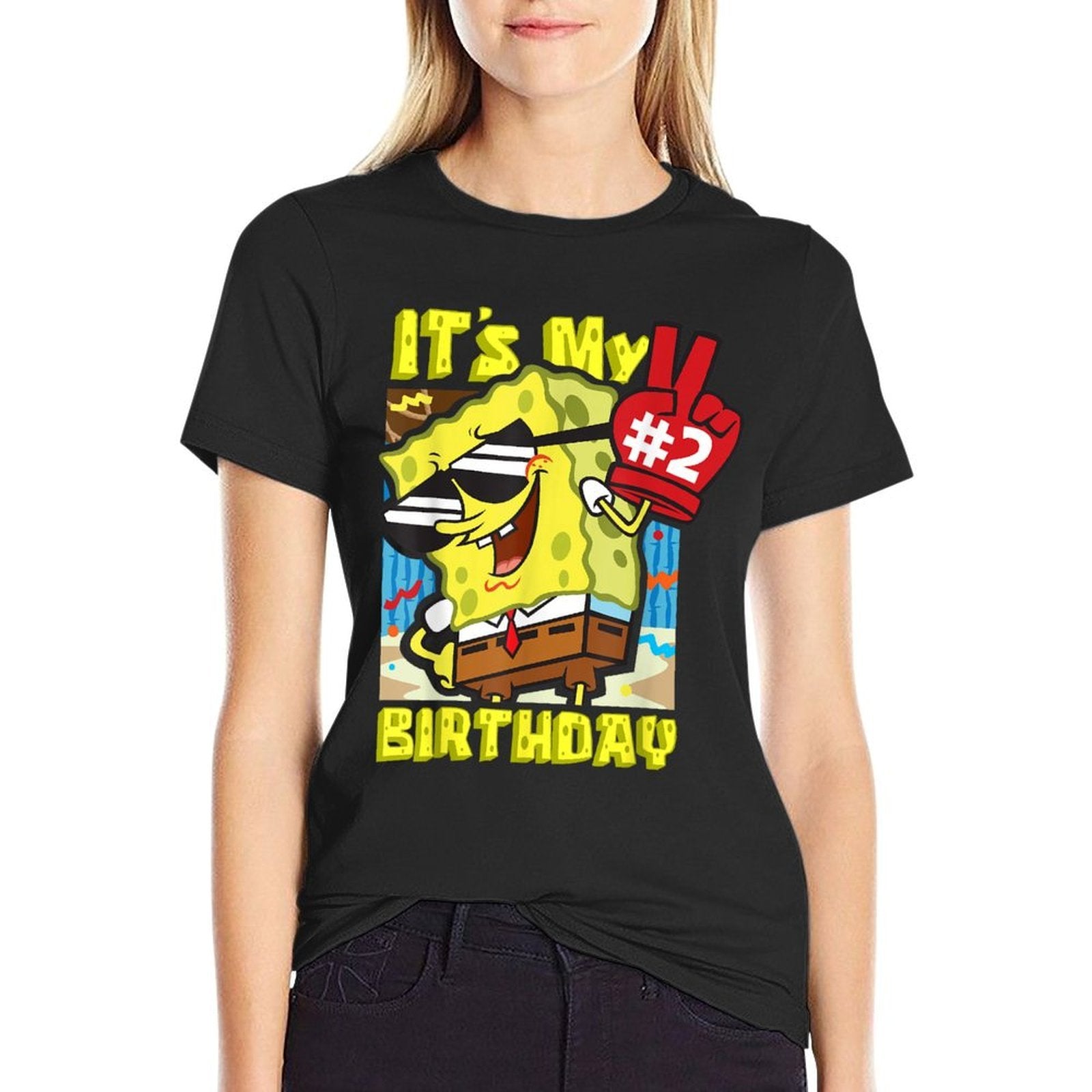 Mademark X SpongeBob SquarePants - SpongeBob 2nd Birthday It’s My Second Birthday Gift Boy Girl  Relaxed-fit T-Shirt