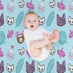 Pirate Cat  Turquoise  Nikury Comfort Throw Blanket