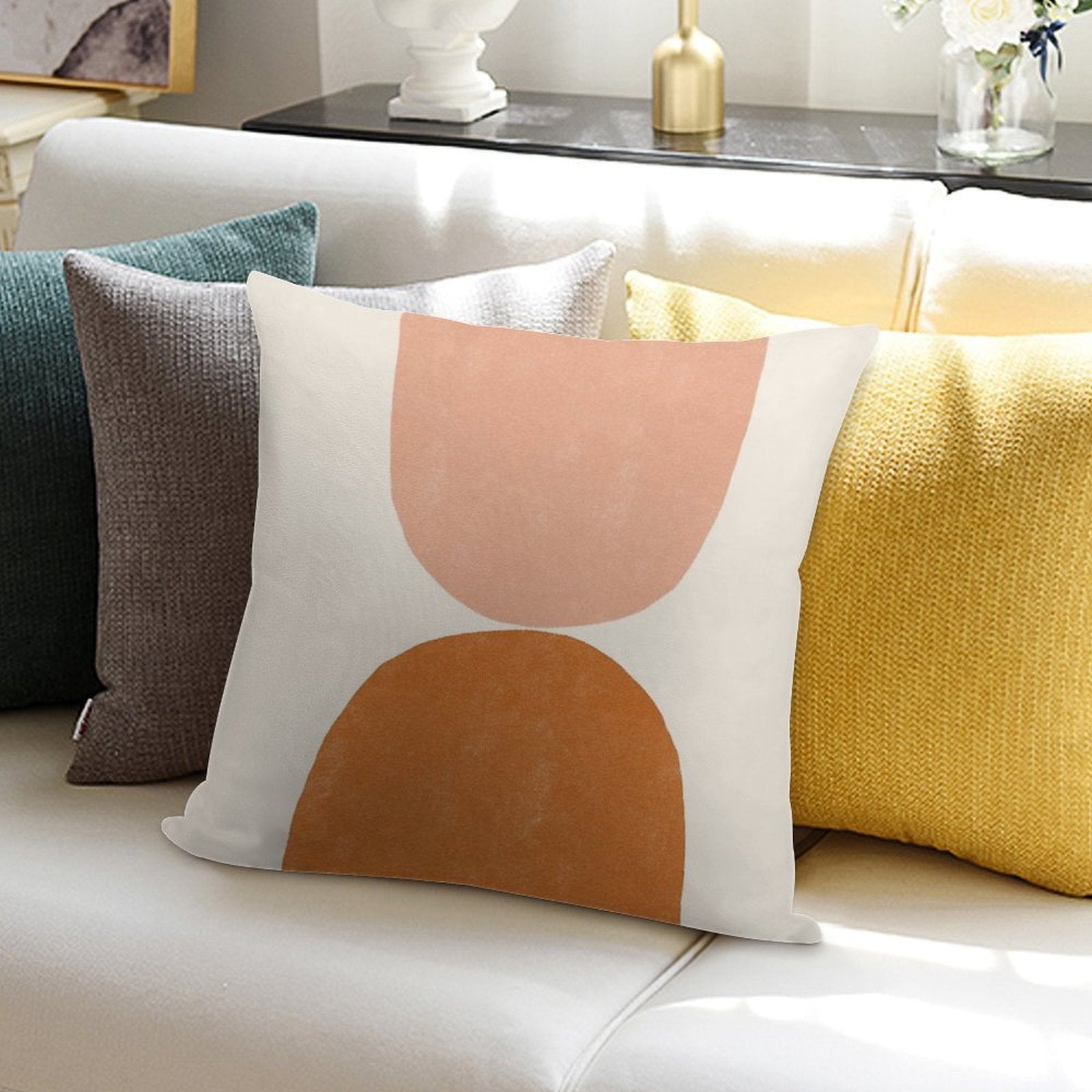 Terracotta Mid Century Modern Soft Luxury Feel Throw Pillow
