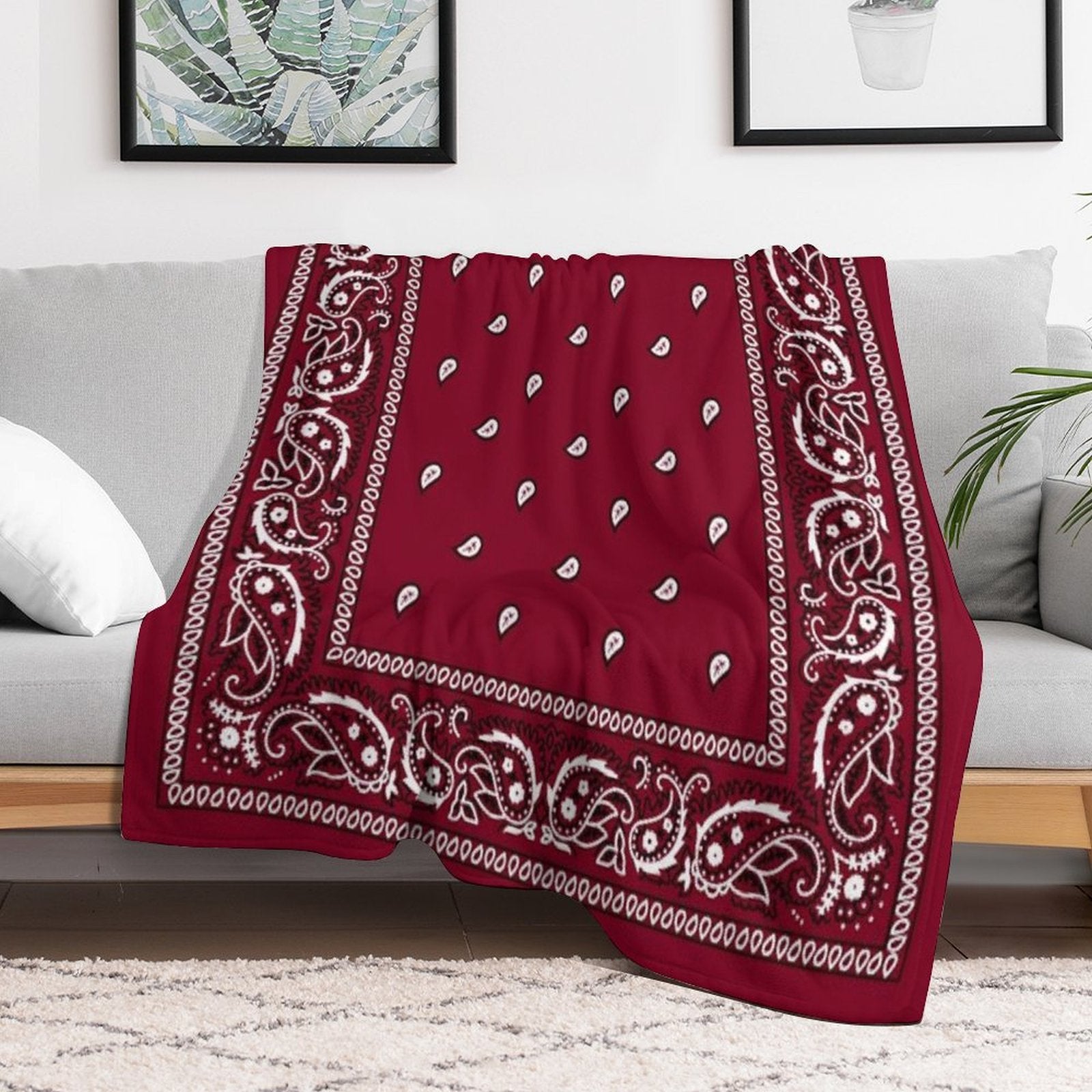 Bandana Burgundy Gift-ready Throw Blanket