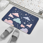 Cute Pastel Clouds Sparkly Night Sky  Slip-Resistant Bath Mat