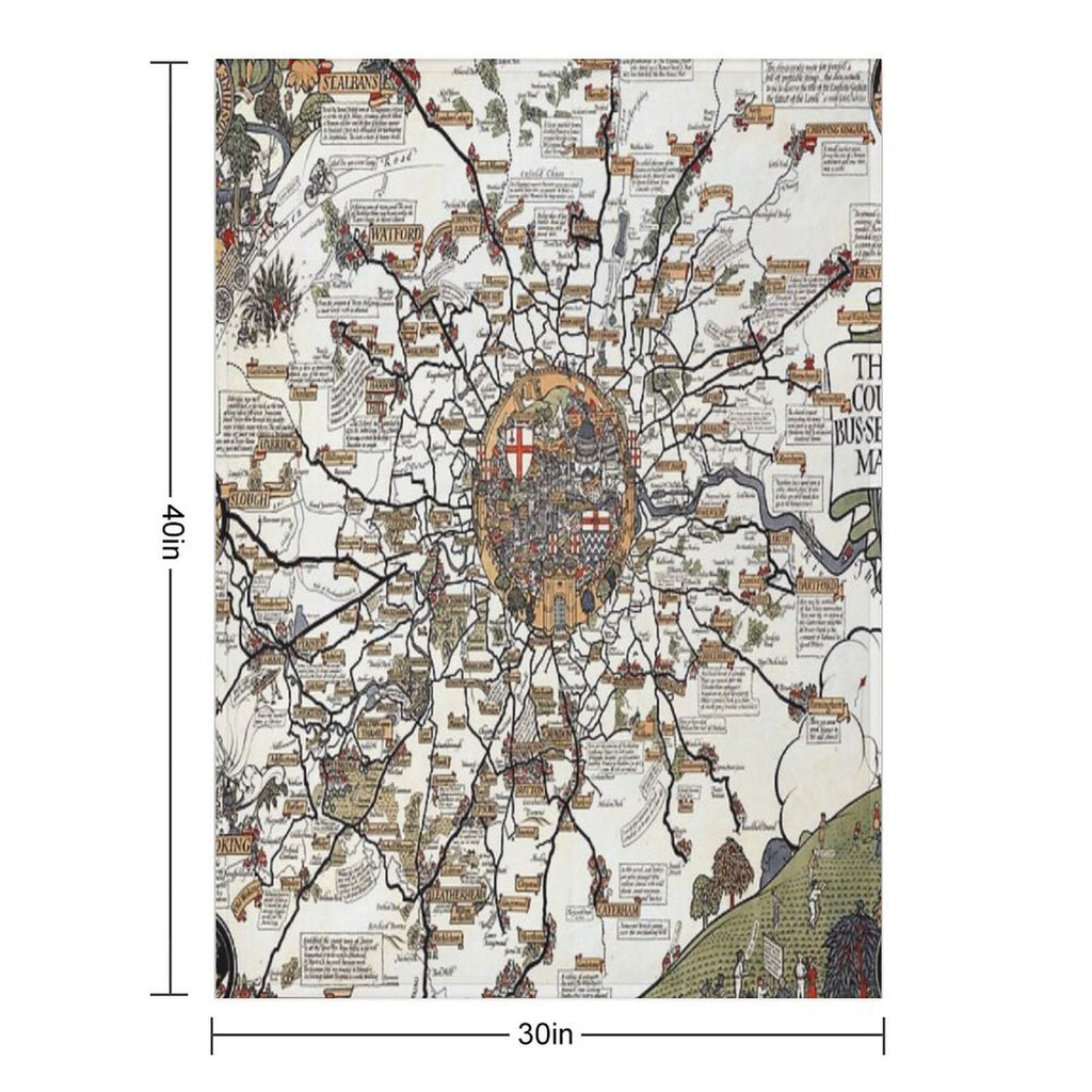 1928 Vintage London Bus-Services Map Lightweight Throw Blanket