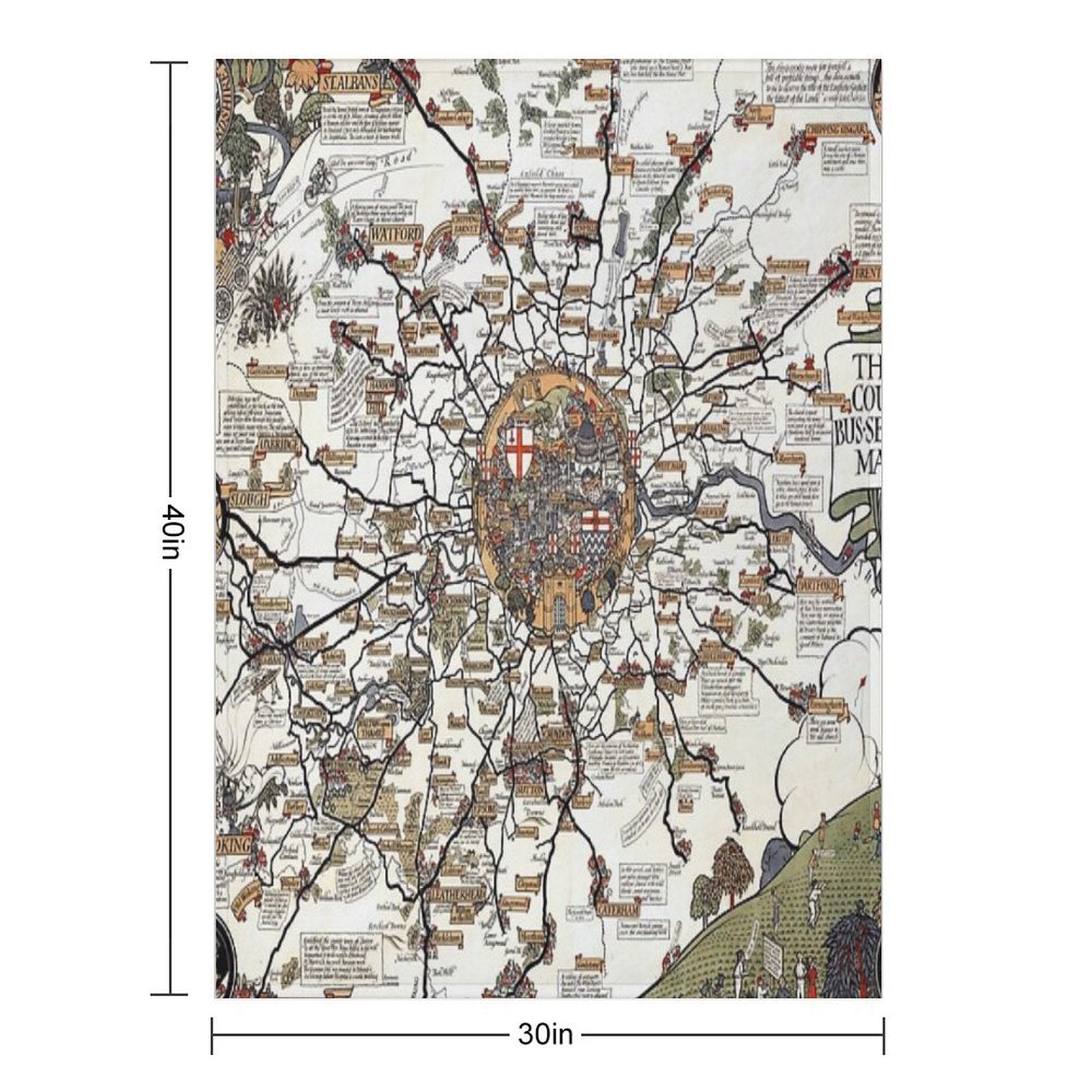 1928 Vintage London Bus-Services Map Lightweight Throw Blanket