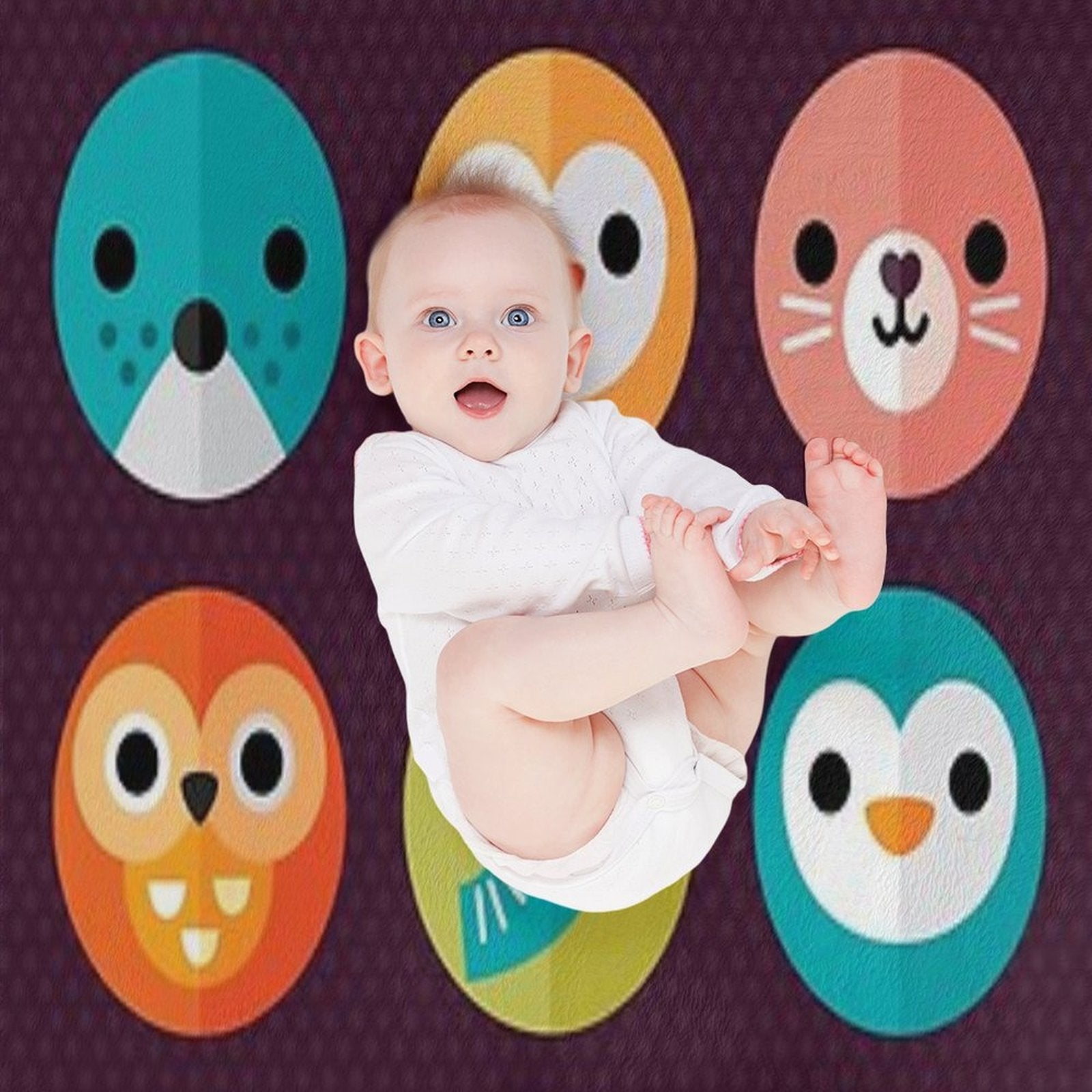 Smiley Faces - Cute Animal Faces Shrink-resistant Throw Blanket