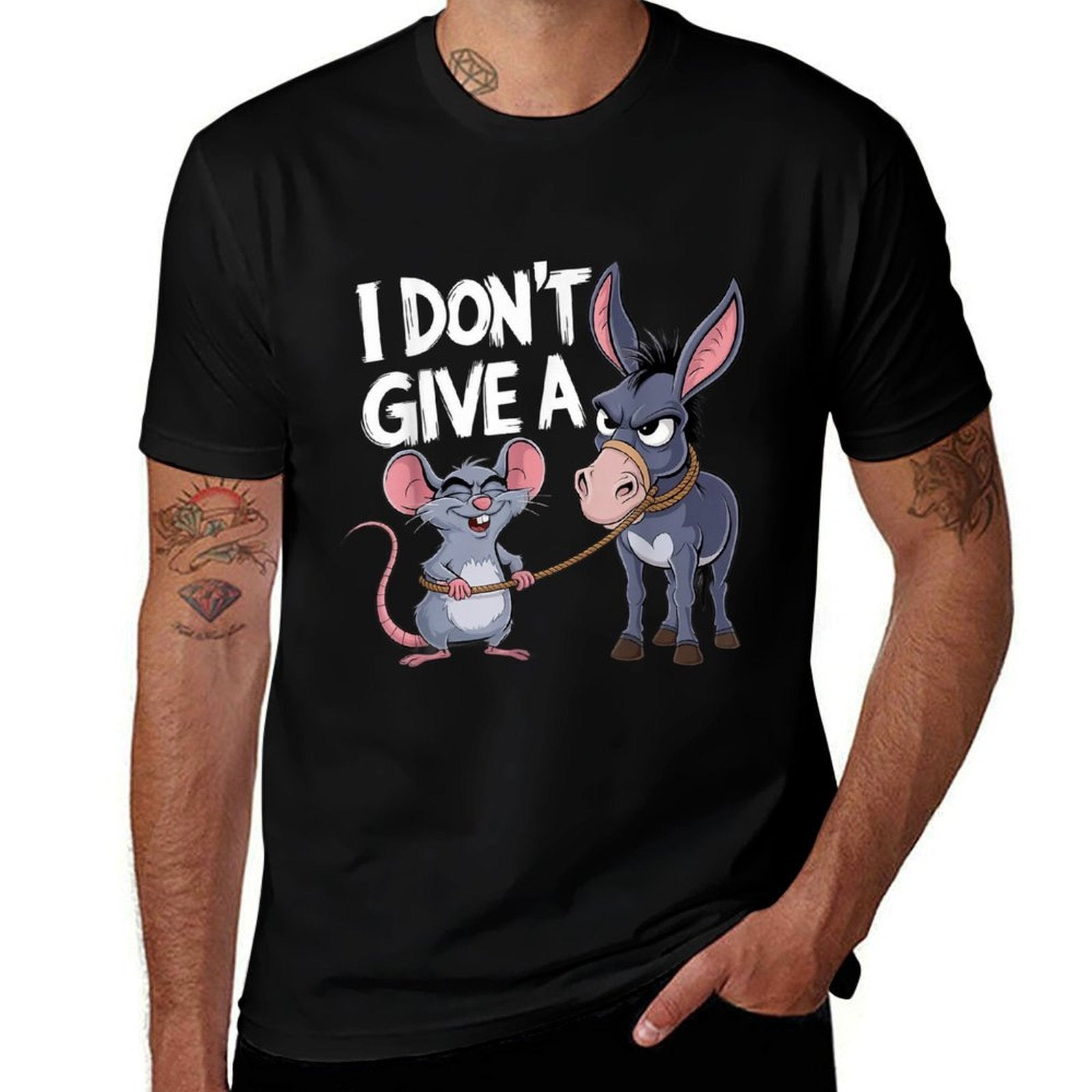 I Dont Give A Rats Ass Mouse Donkey Funny Sarcastic Animal Comfortable T-Shirt