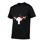 White Longhorn Christmas Lights Santa Hat Horn Antlers  Vintage-inspired T-Shirt