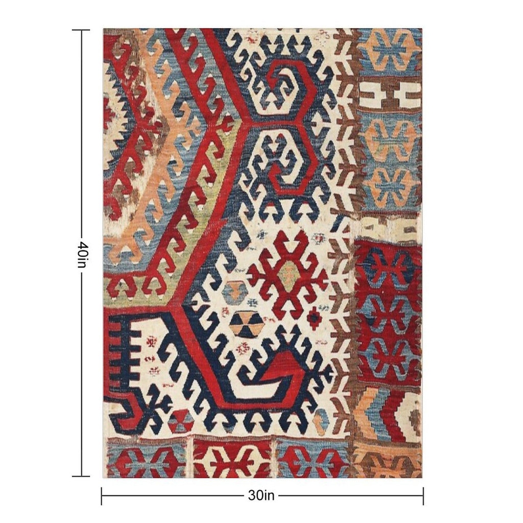 Hotamis  Antique Konya Turkish Kilim Print Velvety-soft Throw Blanket
