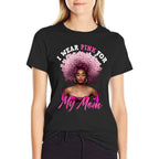 I Wear Pink for My Mom Breast Cancer Black Woman Melanin  Slim-fit Cut T-Shirt