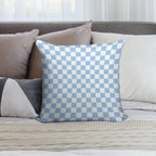 White And Baby Blue Checkerboard Soft Ultra-Soft Texture Throw Pillow
