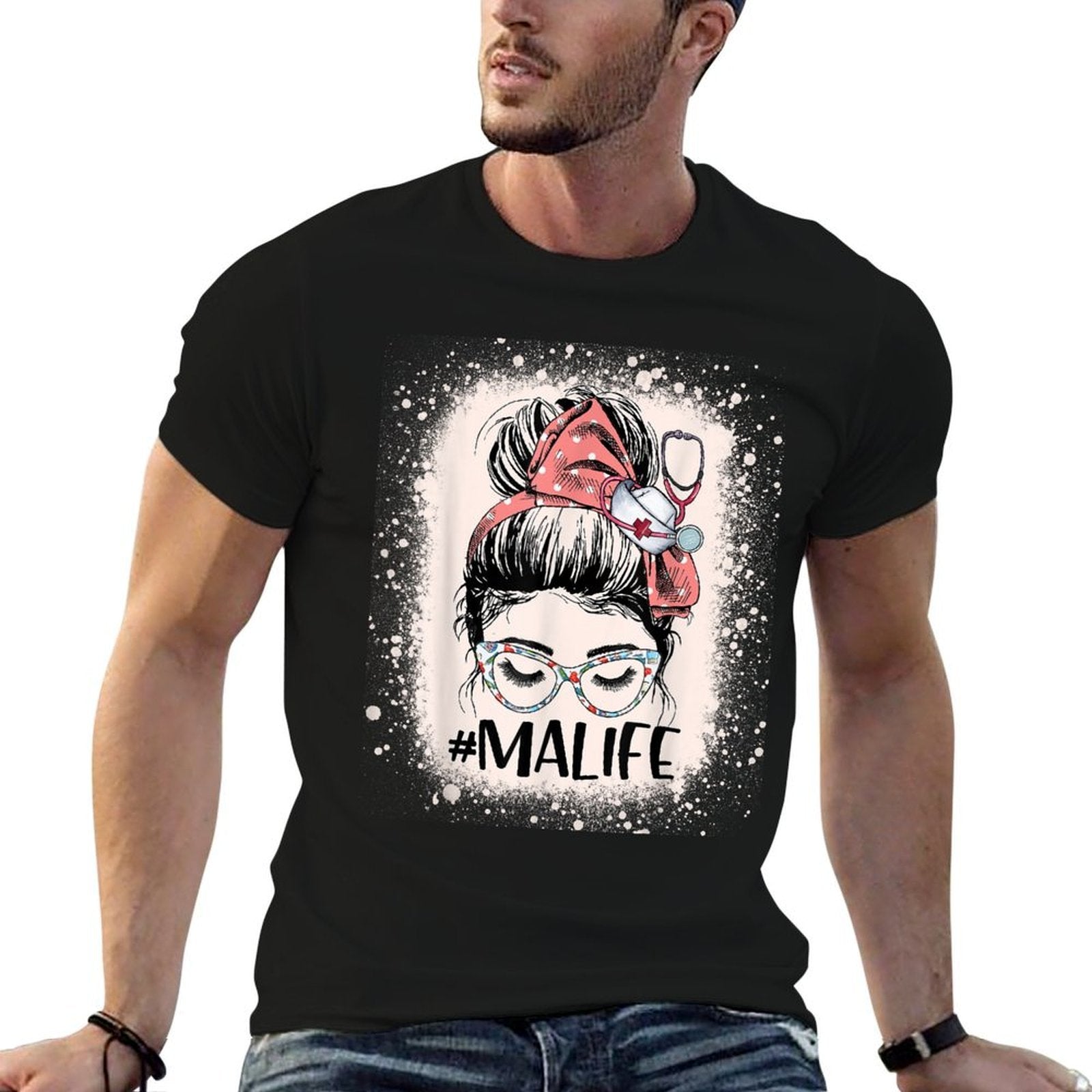 Medical Assistant Messy Bun MA Life Funny Nursing Assistant  Soft T-Shirt