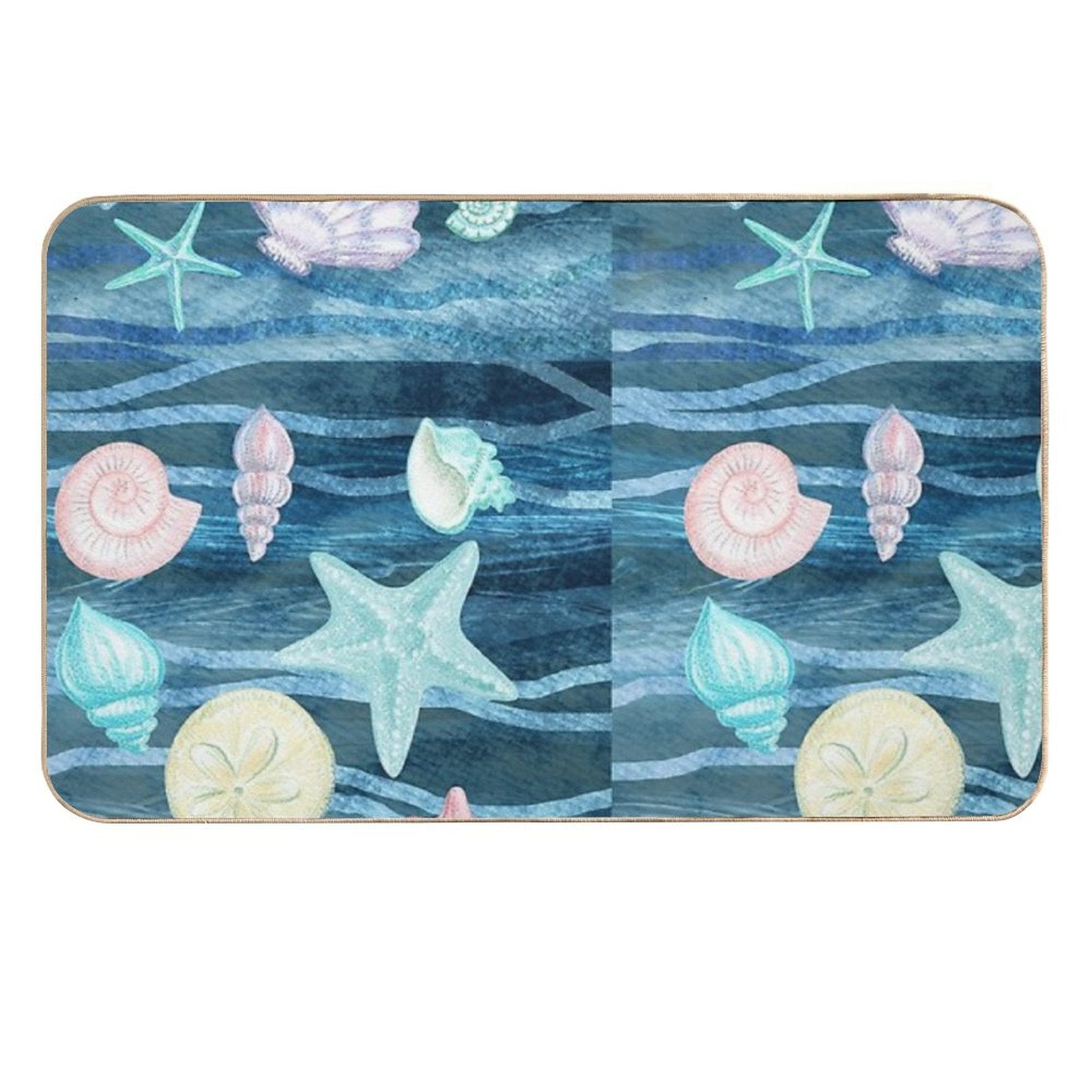 Happy Dancing Sea Shells And Sea Stars On The Waves Watercolor II  Versatile Bath Mat