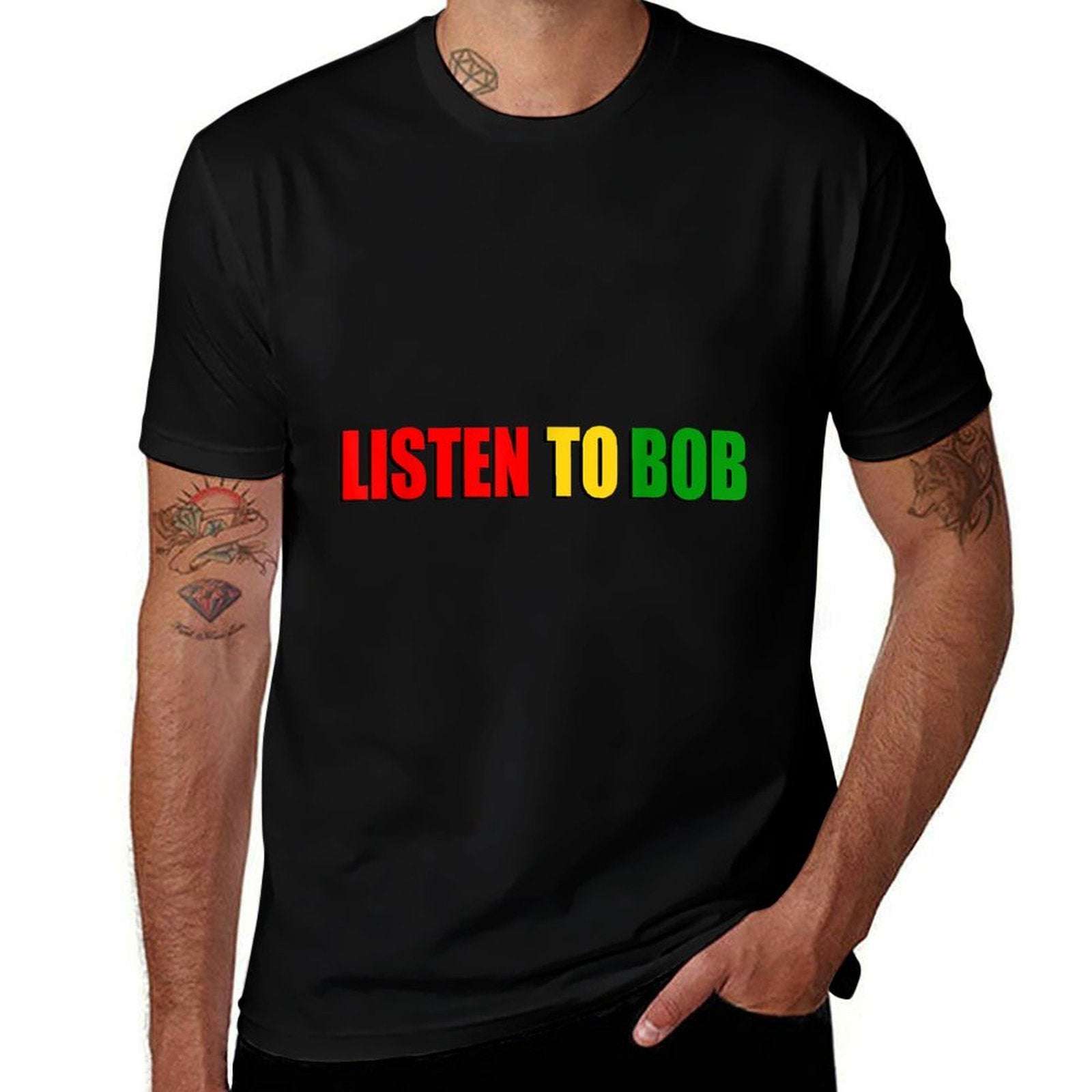Listen To Bob Design - Reggae Music Bob Design  Tagless Design T-Shirt