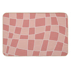 Red Checkerboard Art  Easy To Clean Bath Mat